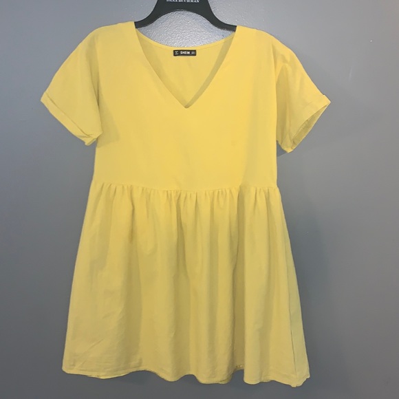 SHEIN Dresses & Skirts - SHEIN Babydoll Mini Dress Gold Yellow Small